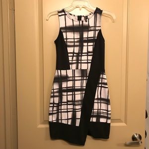 Black and white a-symmetrical work dress